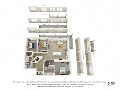 Floor plan for 3 beds, 2 baths, 1502 sqft